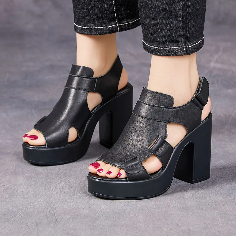 XMWRLW 2026 Summer Women’s High Heels Sandals Platform Shoes Genuine Leather Summer Sandals For Women Shoes Ladies Sandal view 2