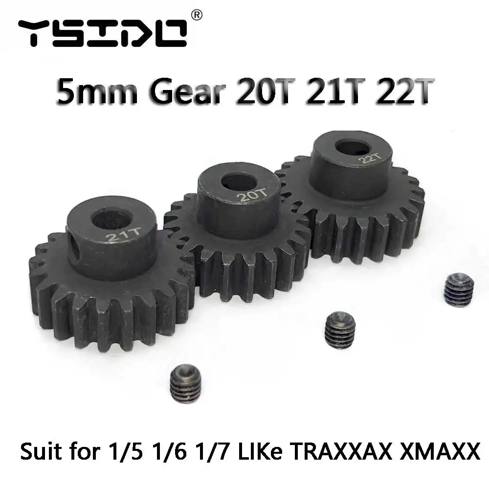 YSIDO Motor Pinion Gear 20T 21T 22T Harden Steel 5mm Shaft for RC Crawler Car Part Short Course Truck Traxxas 1/5 XMaxx  8S