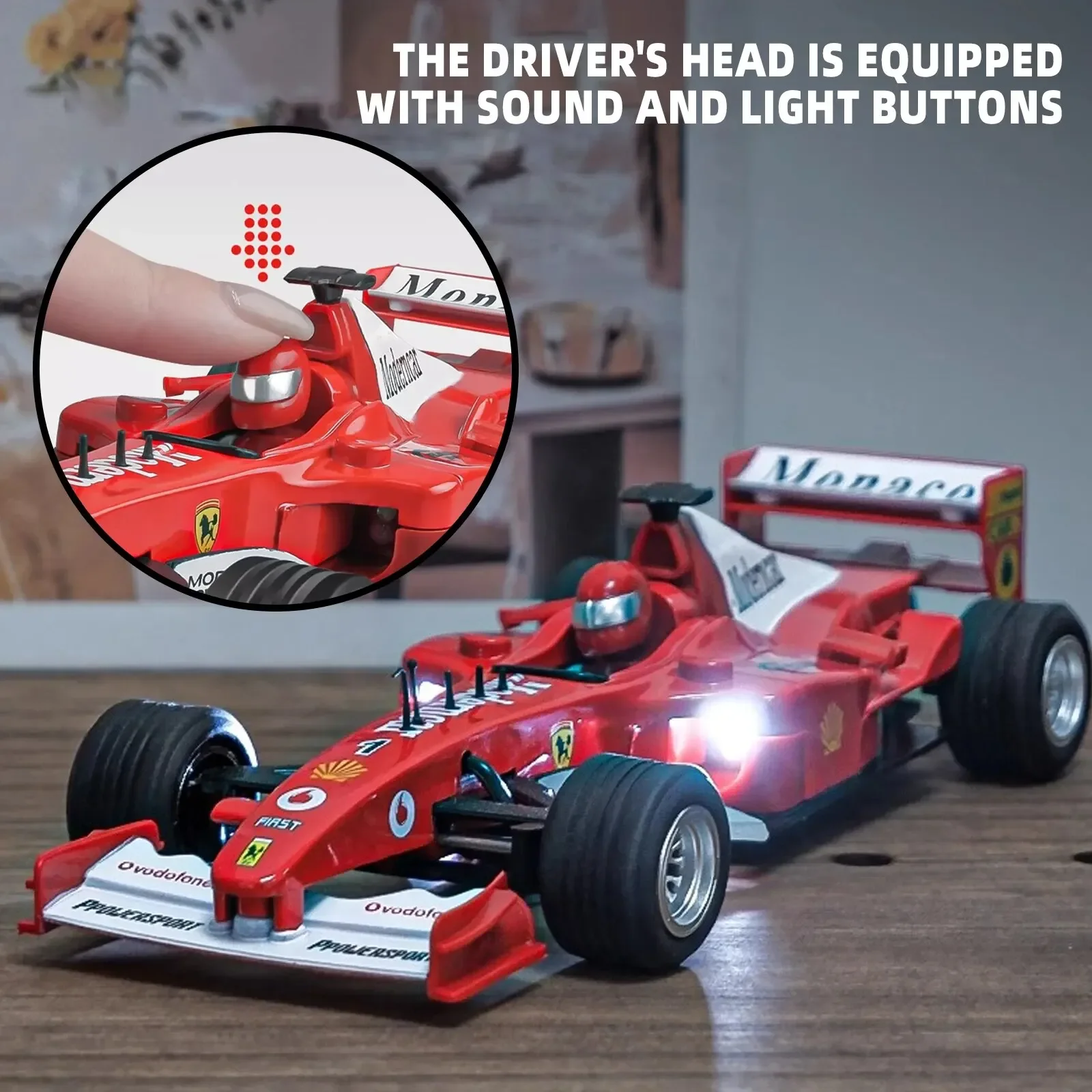 Modelo de coche de carreras F1 de aleación a escala 1:32 con movimiento retroactivo, efectos de sonido y luz, Ideal para niños, juego de carreras y STEM Lea