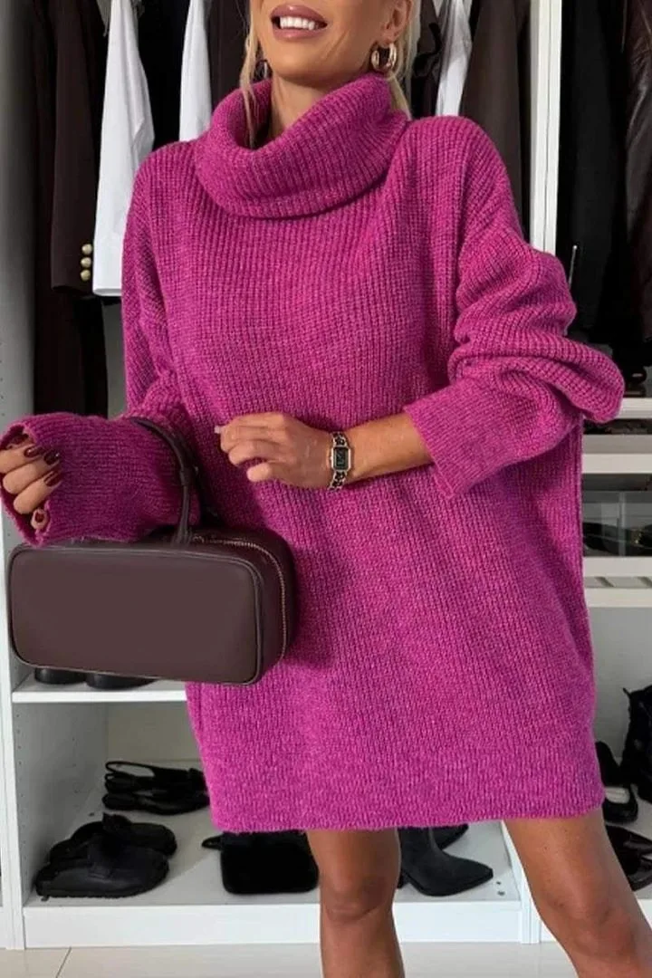 

Повседневный однотонный свитер для женщин, осенняя свободная водолазка с длинным рукавом, вязаный пуловер, модный новый тренд, теплый топ