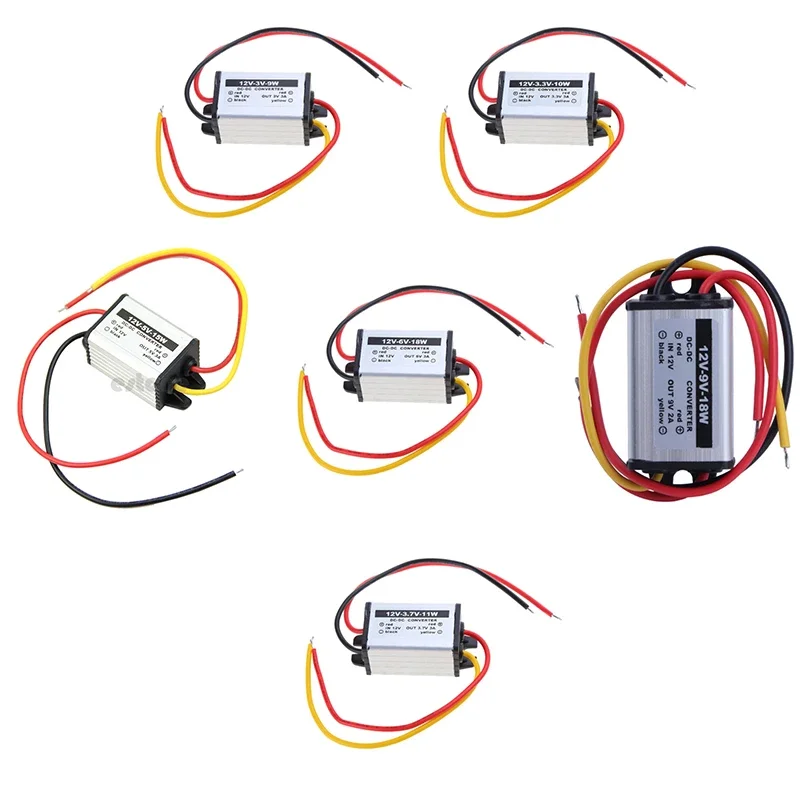Convertidor potencia reductor 12V a 3V, 3,3 3,7 5V, 6V, 9V, Color negro para automóviles, camiones 12V,