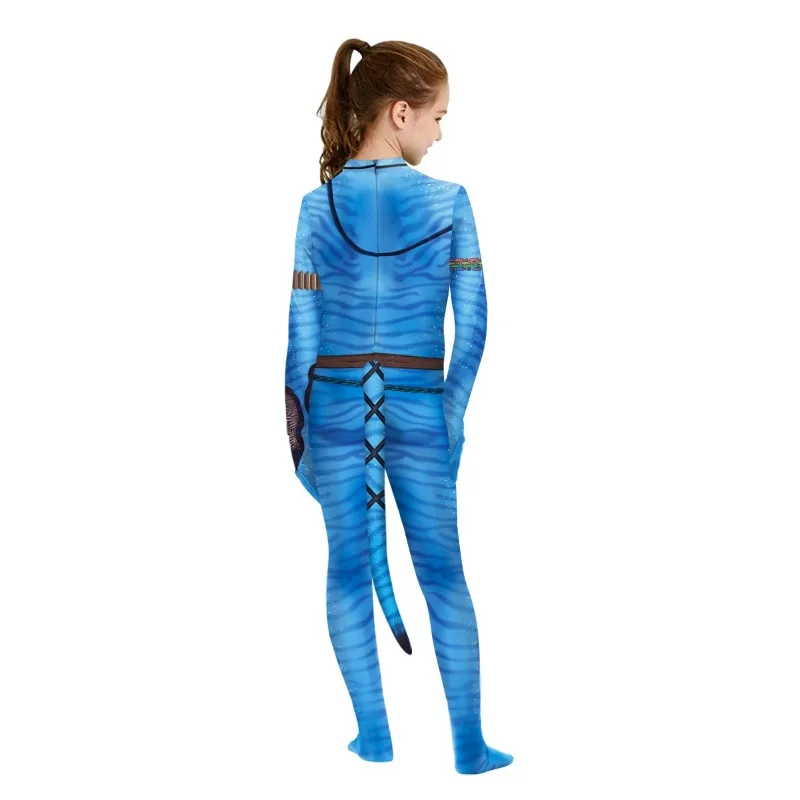 

Avatar Jumpsuits Halloween Cosplay Costume Carnival Stage Performance Movie 2026 Avatar with Tail Zentai Bodysuits for Boy Girl