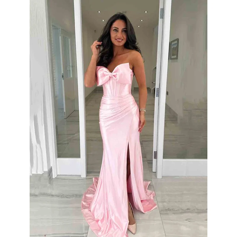 OEING 2026 Pink Organza Mini Prom Dresses Sweetheart Long Train Robes De Cocktail Sexy Vestidos  Especiales Customized