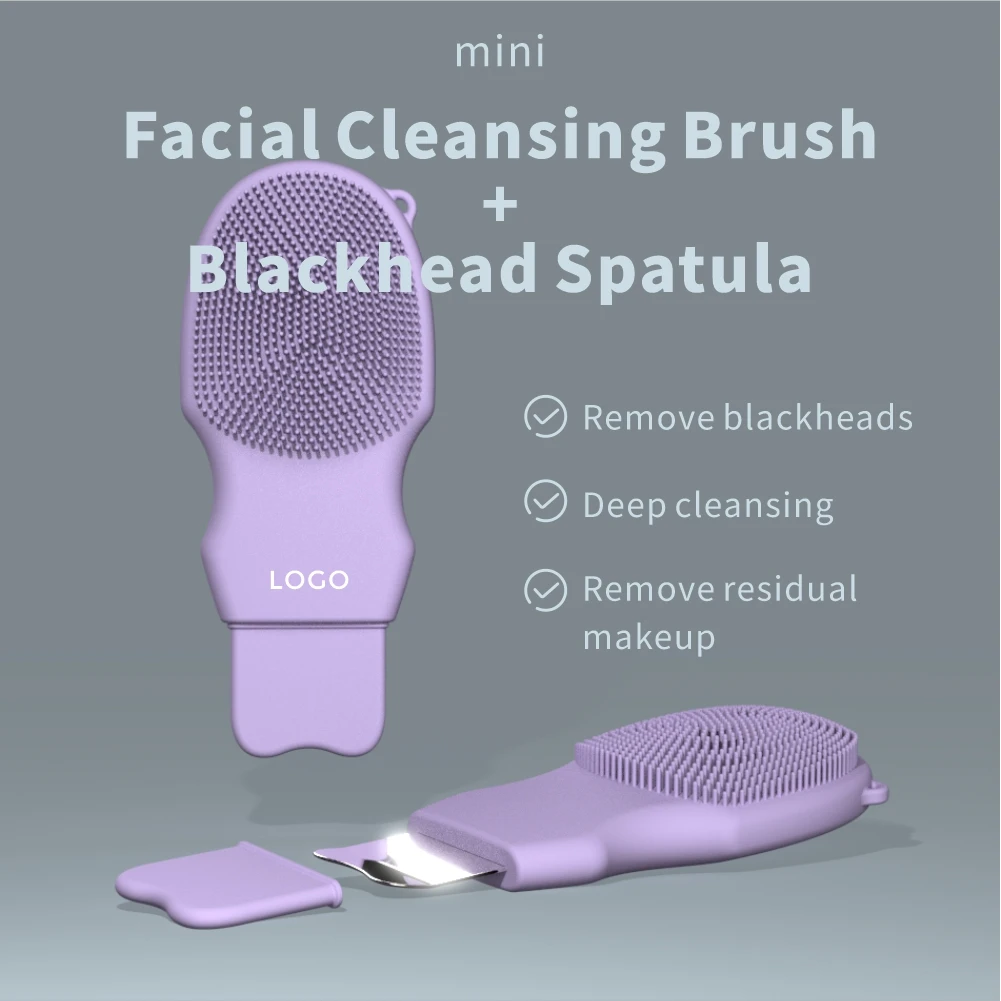 Removedor de cravos 2 em 1, limpador facial de silicone não elétrico, raspador de pele com cabeças substituíveis, manual, para limpeza profunda dos po