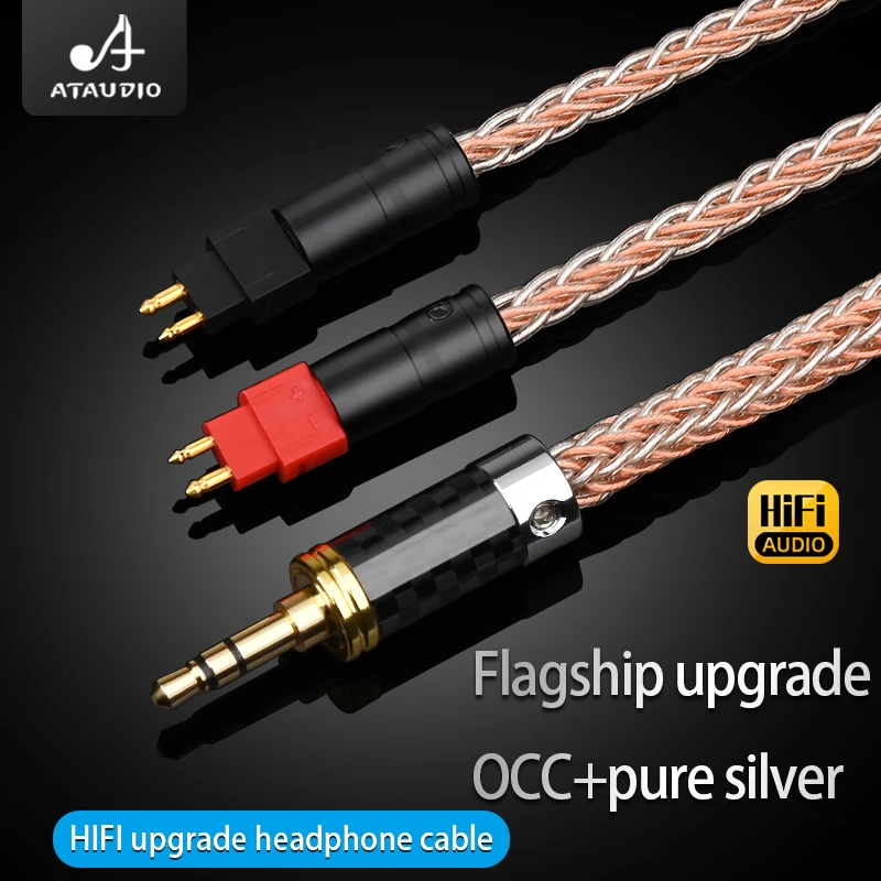 ATAUDIO 16-Core Earphones Audio Cable OCC Silver Mixed HIFI Upgrade Connector For Kirin VX Microphone DVD Players