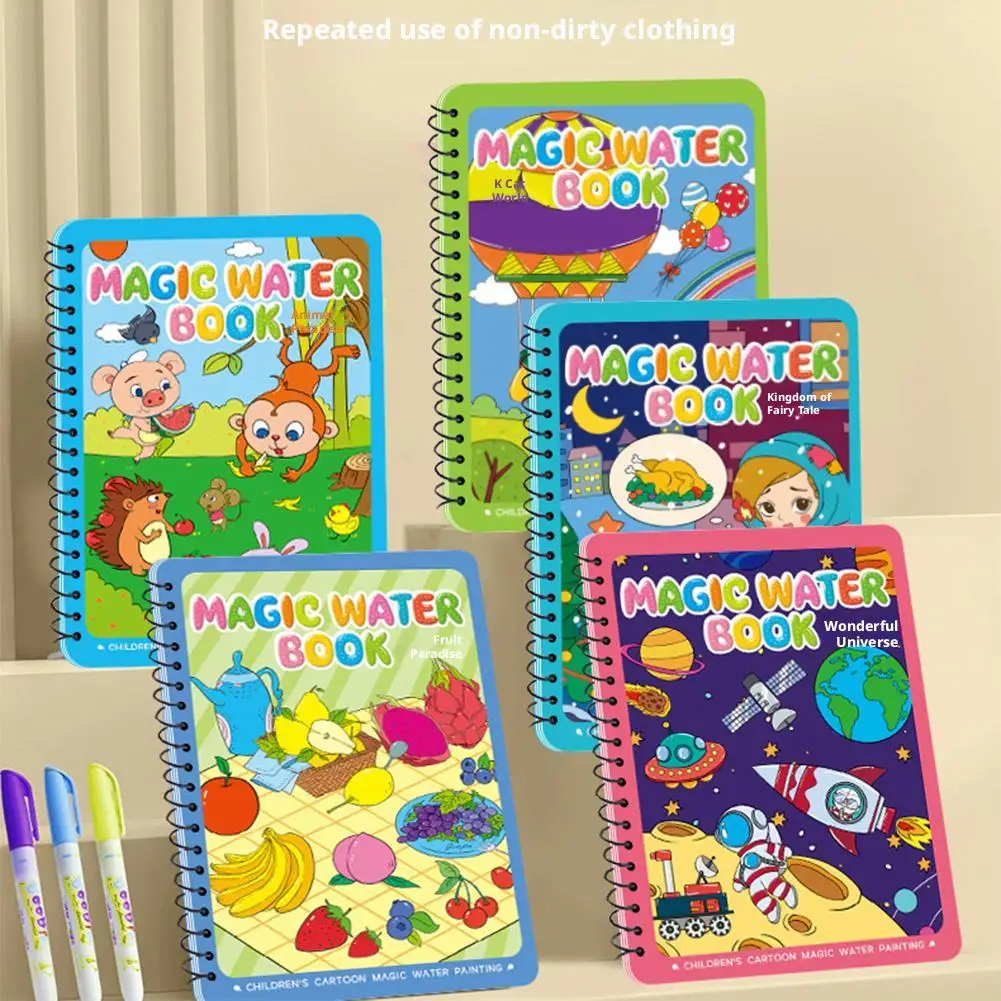 Magisches Wasser-Zeichenbuch, wiederverwendbares Lernspielzeug mit Stift, sensorisches Geschenk für frühes Lernen, Wasserfarbe, Graffiti-Bücher