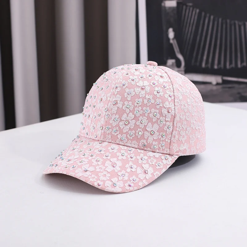 Spring Summer New Bubble Print Rhinestone Baseball Cap Fashion All-match Face Slim Duck Tongue Hat Outdoor Sun Protection Sunscr