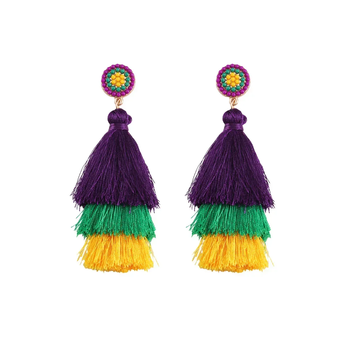 Pendientes de borla de Mardi Gras para mujeres y niñas, disfraz de carnaval, decoraciones para fiestas, pendientes de personalidad, artículos festivos