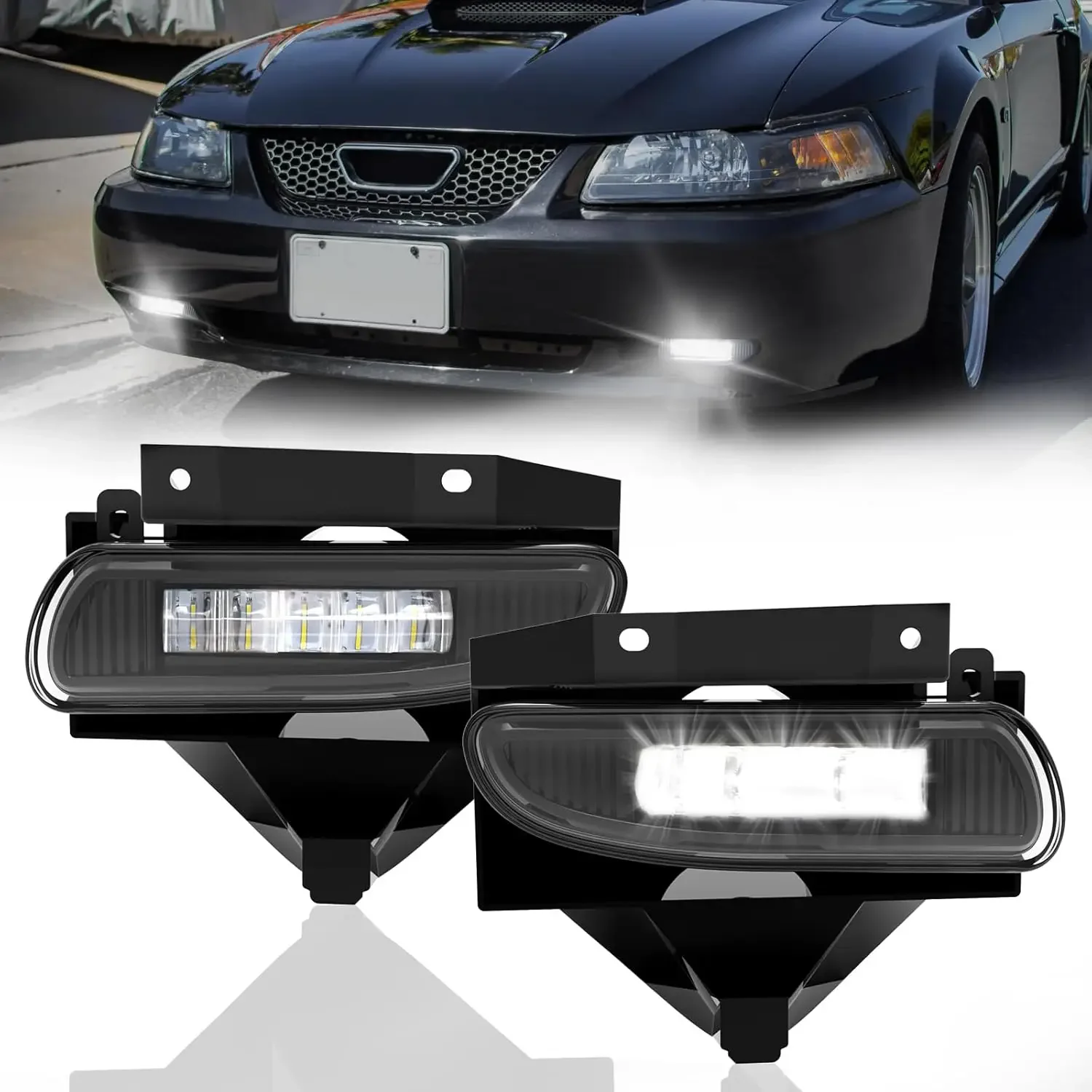 

For Ford Mustang 1999 2000 2001 2002 2003 2004 LED Fog Lights Bumper Driving Fog Lamp Assembly Replacement Kit For OEM Lights