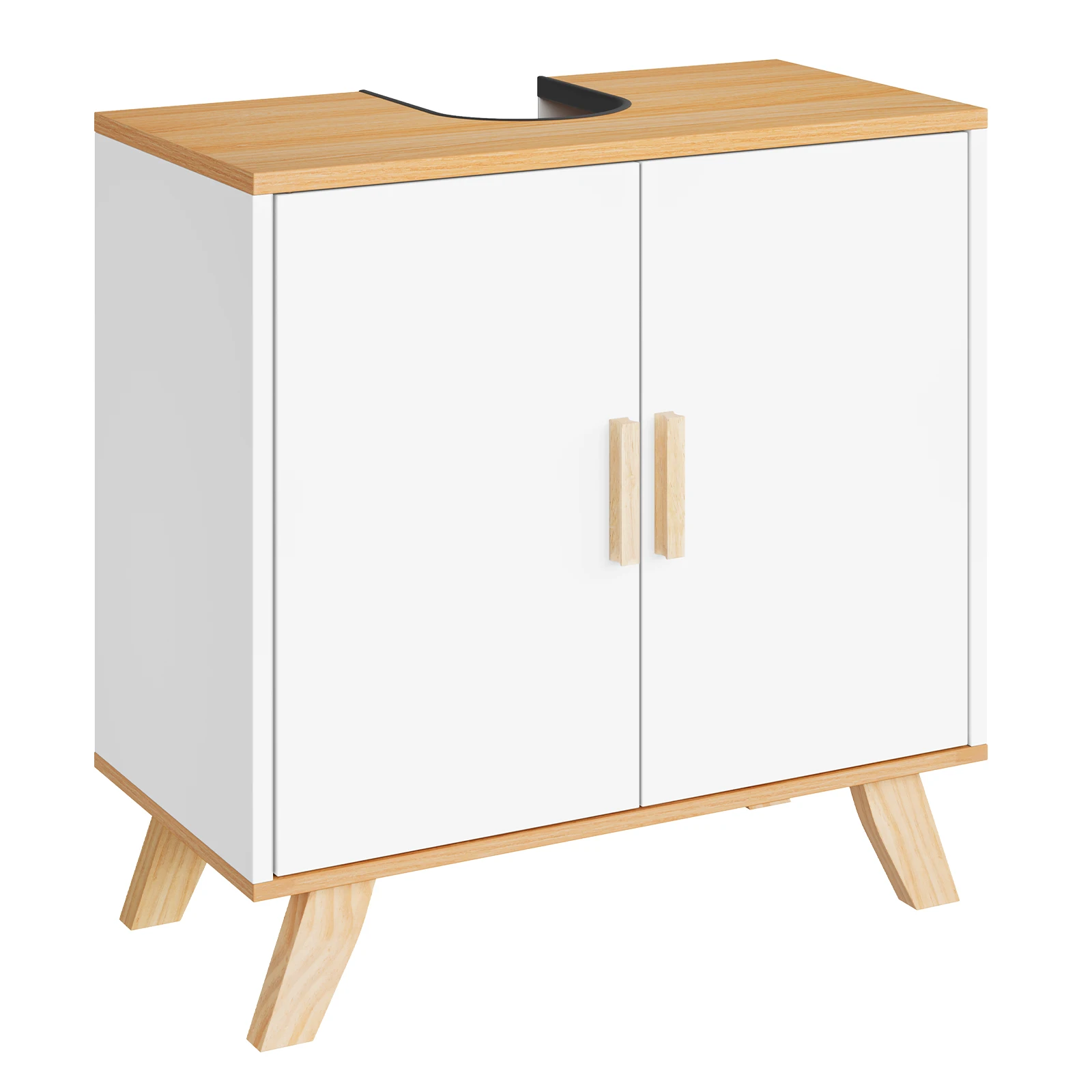 EUGAD 60x30x60cm Badezimmerschrank Weißer Unterschrank Bodenstehender Schrank mit 2 Türen für Aufbewahrung und Organisation zu Hause