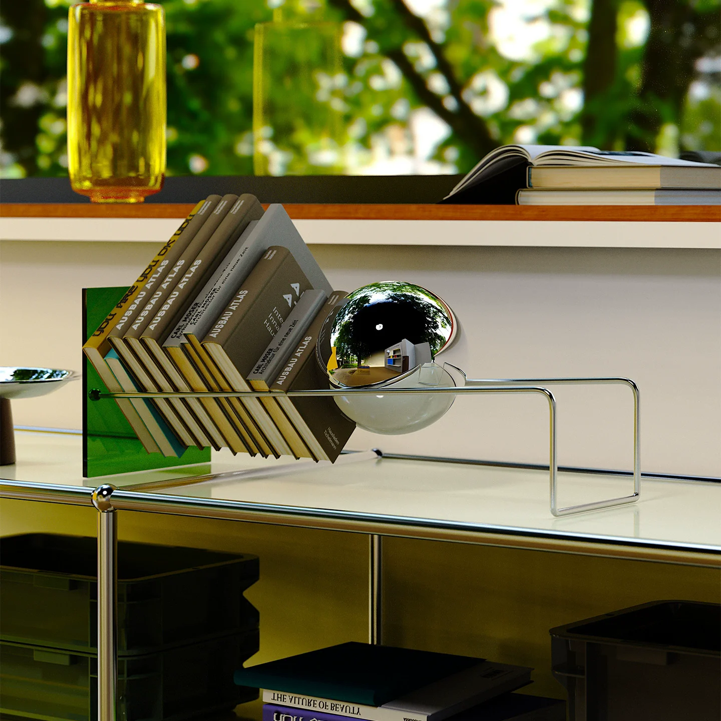 Luxury Desktop Bookshelf Book Holder Spherical Office Storage Rack Desktop Storage Rack Desktop Ornament Organizer