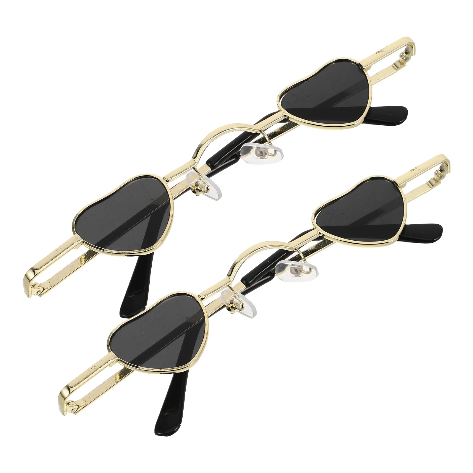 

2Pcs Mini Hip Shaped Sunglasses Small Frame Cute Trendy Party Women Men Uv Protection Heart Sunglasses
