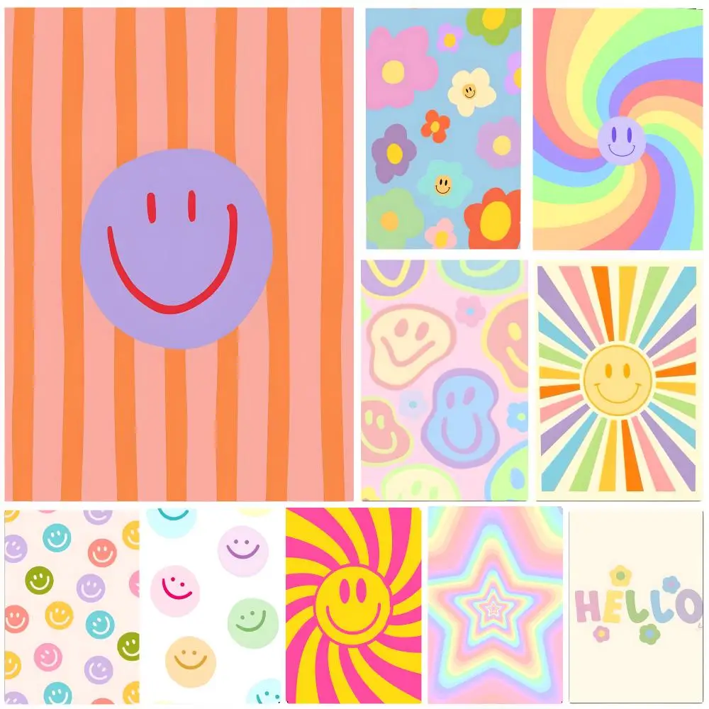 Poster, Schlafzimmer, Heimdekoration, Kunstposter, perfektes Geschenk für Familie und Freunde, A-Abstraktes dänisches Smiley-Motiv