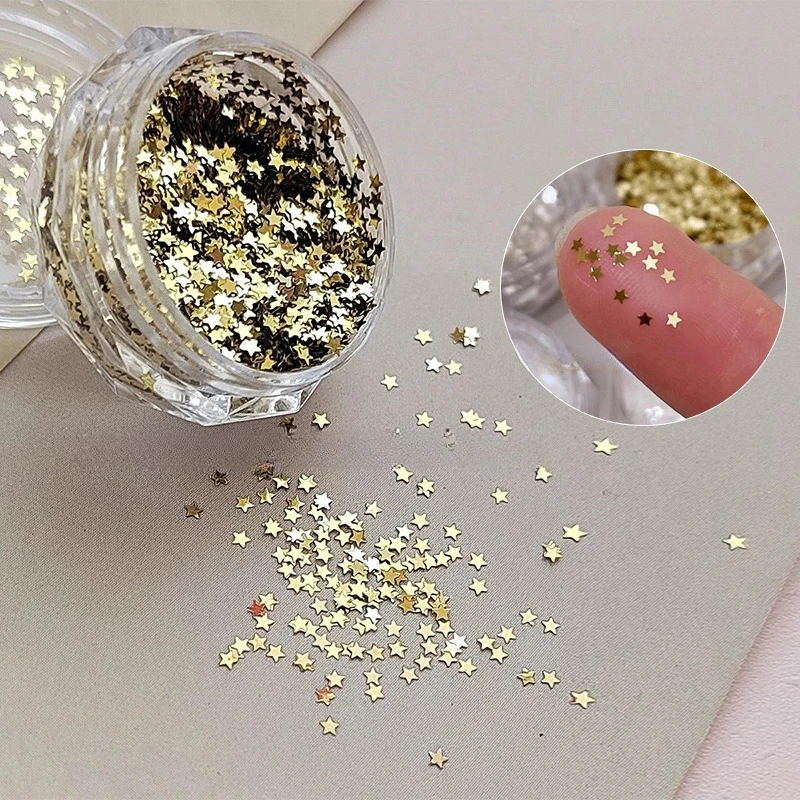 1jar 1mm Mini Sparkling Star Nail Glitter Pentagram Nail Art Decoration Cute DIY Salon Design Accessory