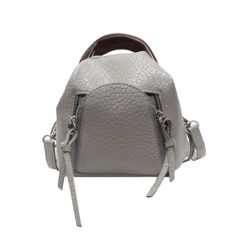 

Double Zipper Handbag for Women French Texture Soft Leather One Shoulder Bag Chic Design Commute Mini Crossbody Bags