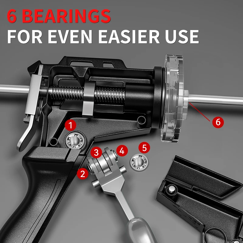 6-bearing Applicator Manual Glue Gun Caulk Barrel Propulsion Lever Principle For Ceramic Tile Seam Home Repair Tool