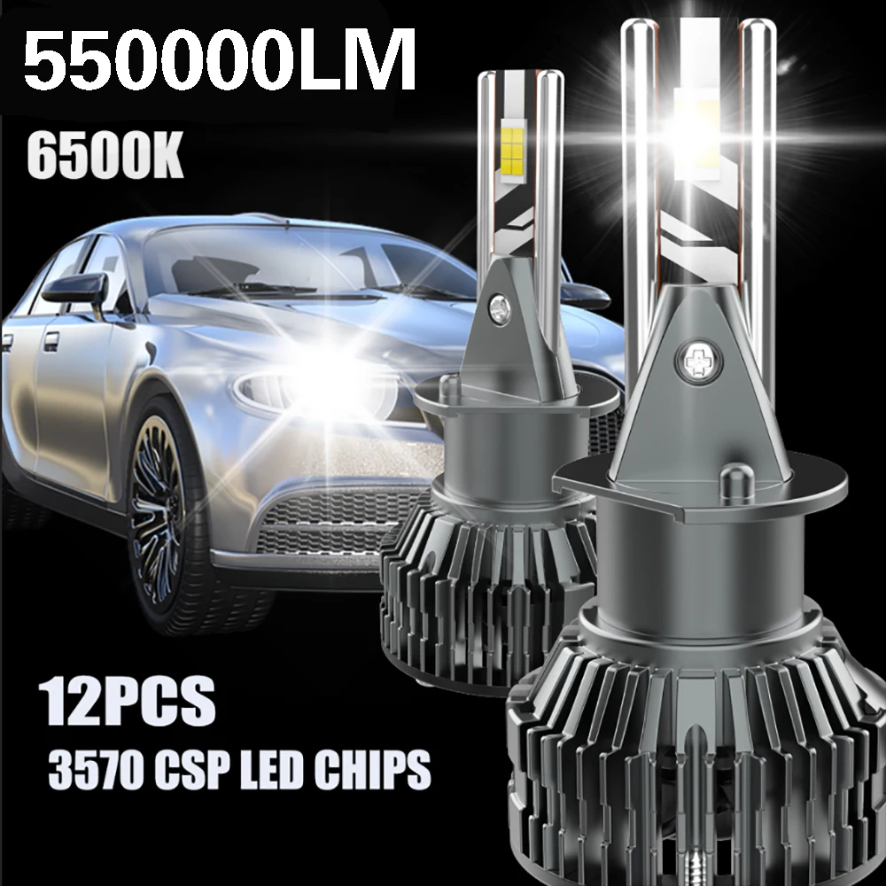 

H4 H7 LED Car Headlight 550000LM Super Bright Canbus 1:1 Size Halogen Lamp H1 H11 9005 HB3 9006 HB4 9012 Fog Lamps Plug and Play