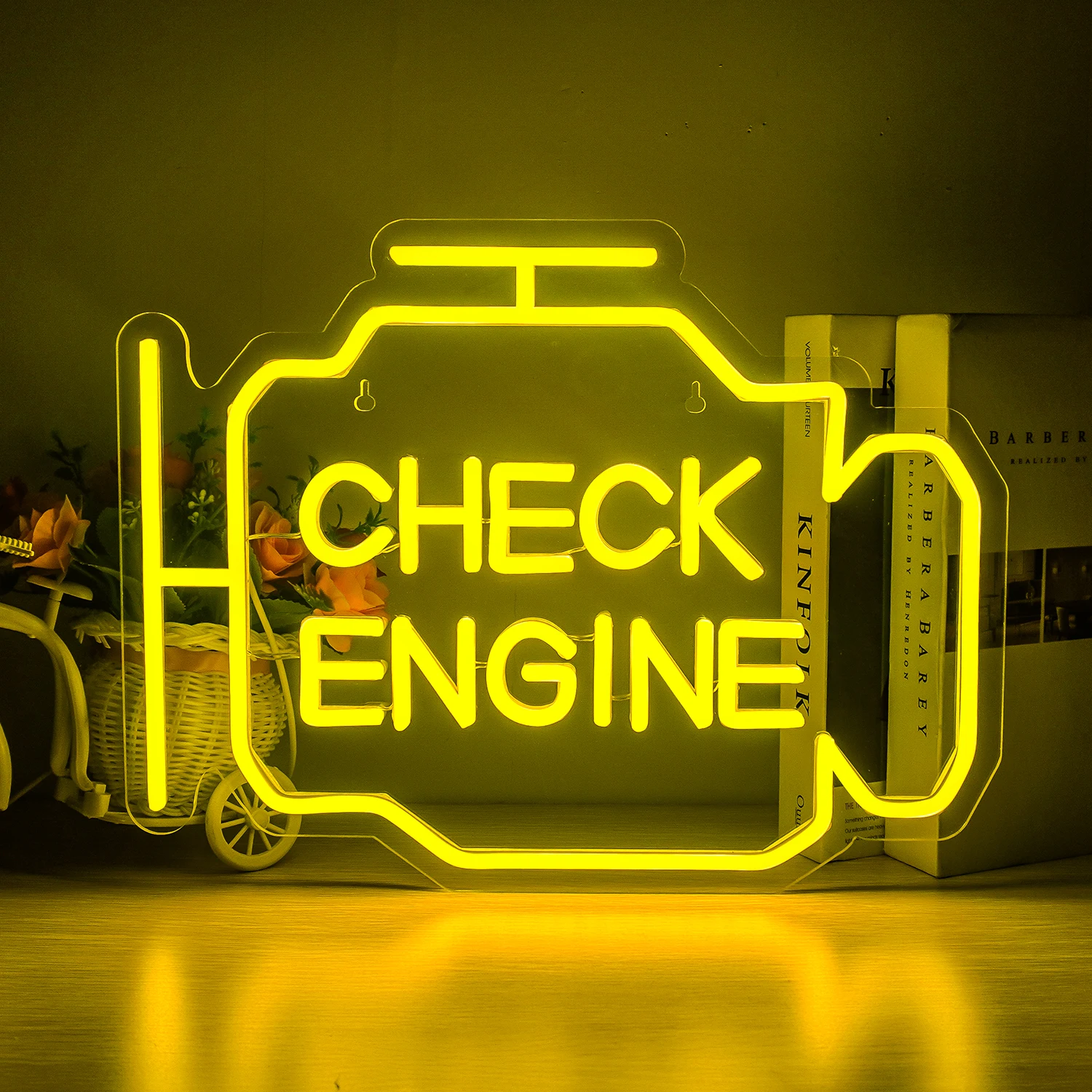 

Check Engine Light Neon Signs Custom LED Garage Neon Lights Adjustable Brightness Game Light for Wall Video Game Room Decor