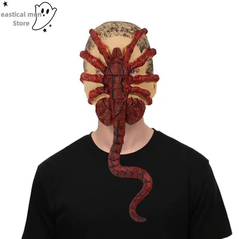 Cosplay Bug Battle Latex Mask Realistic Face Hugging Alien Scorpion Mask Blood Warrior Halloween Horror Mask for Party Dress Up