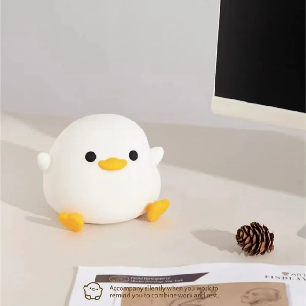 LED Cartoon Night Light Cute Duck Touch Sensing Ghost Calling Light USB Charging Sleep And Other Decorative Bedroom Gifts