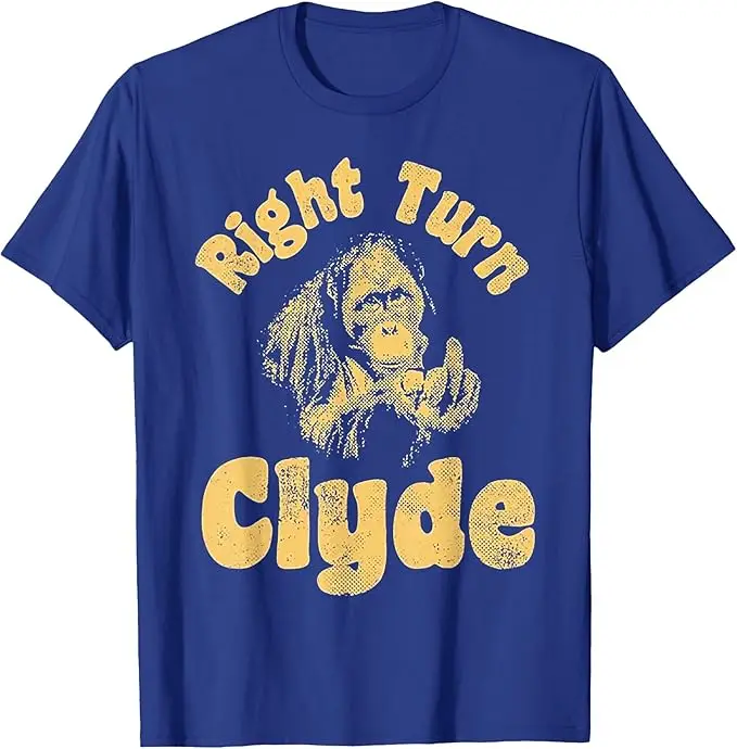 Right Turn Clyde T-Shirt Y2k Gorilla Flipping The Bird Graphic Damen Herren Kleidung Filmreferenz Ästhetisches Spruch-T-Shirt Neuheit – Detail 3