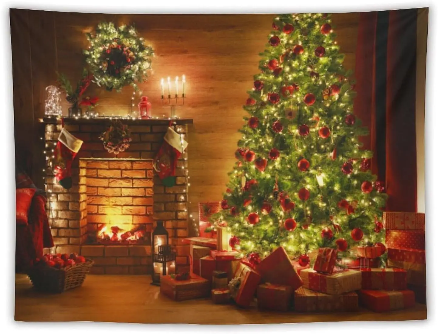 DDCChristmas Colorful Tapestry Wall Hanging, Xmas Santa Claus and Tree Tapestry Soft Wall Art for Bedroom, Living Room, Dorm