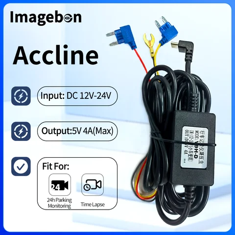 Imagebon Car DVR Buck Line 5V 4A Dash Cam ACC Hardwire Kit For 24h Parking Monitoring Time Lapse
