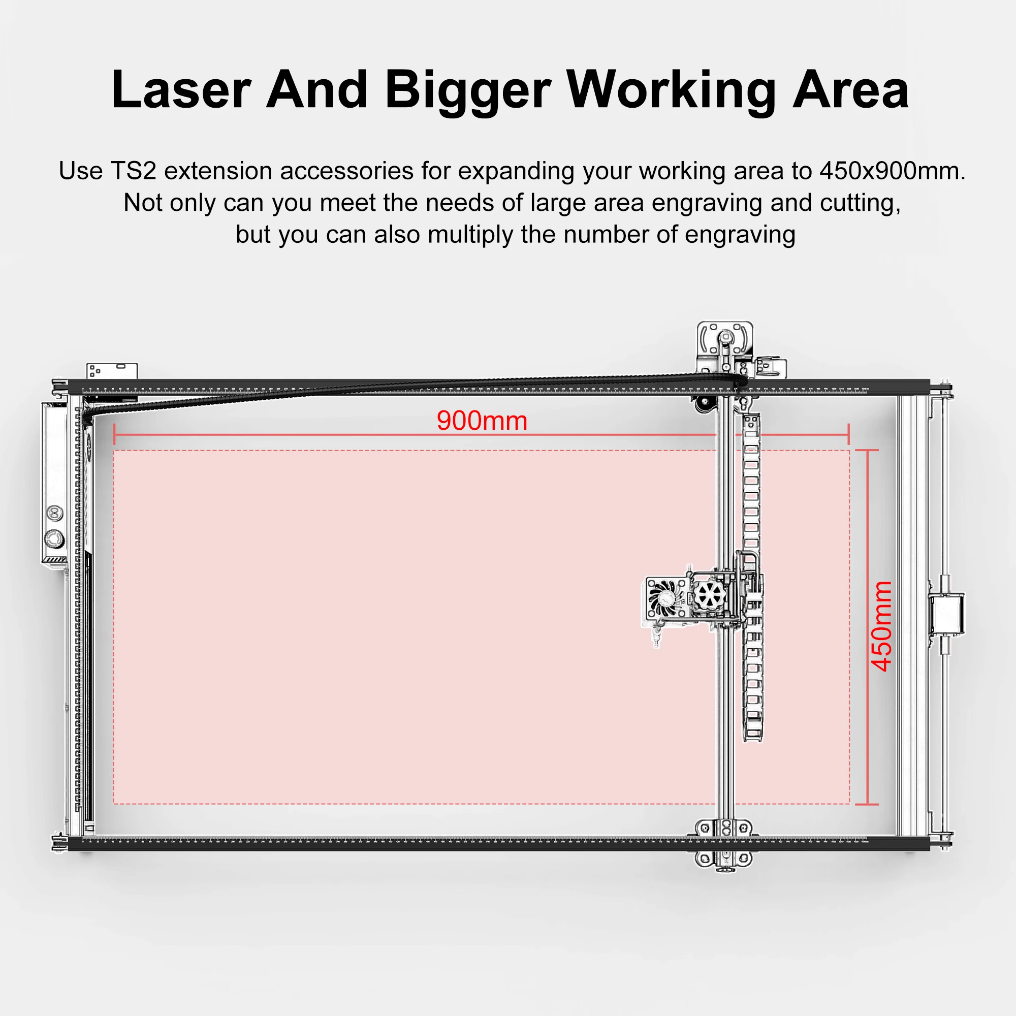Twotrees Extension Kit Laser Engraving Machine Upgrade Kit 780x450mm DIY Expand Kit Aluminum Frame for TS2 Laser Engraver Parts