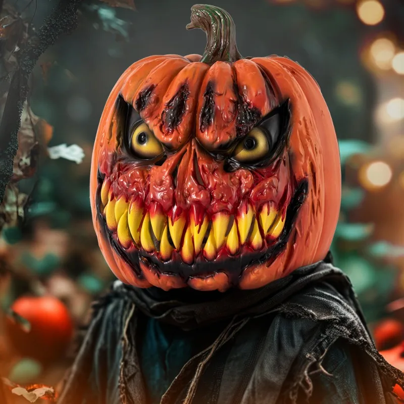 

Horror Halloween Pumpkin Cosplay Ghost Face Mask Pumpkin Head Cover Cos Prop Decoration Ornament Carnival Party Dress up