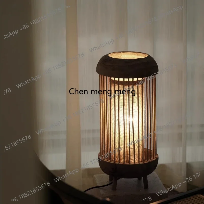 Retro Chinese wooden lantern floor lamp wabi sandy wind model room homestay atmosphere