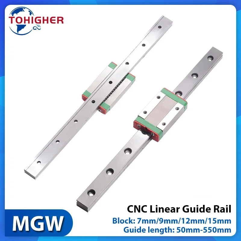 Micro Linear Guide Rail Slide Mini Bearing Steel Block Slider for 3D Printer CNC MGW7C/MGW9C/MGW12C/MGW15C Replace HIWIN