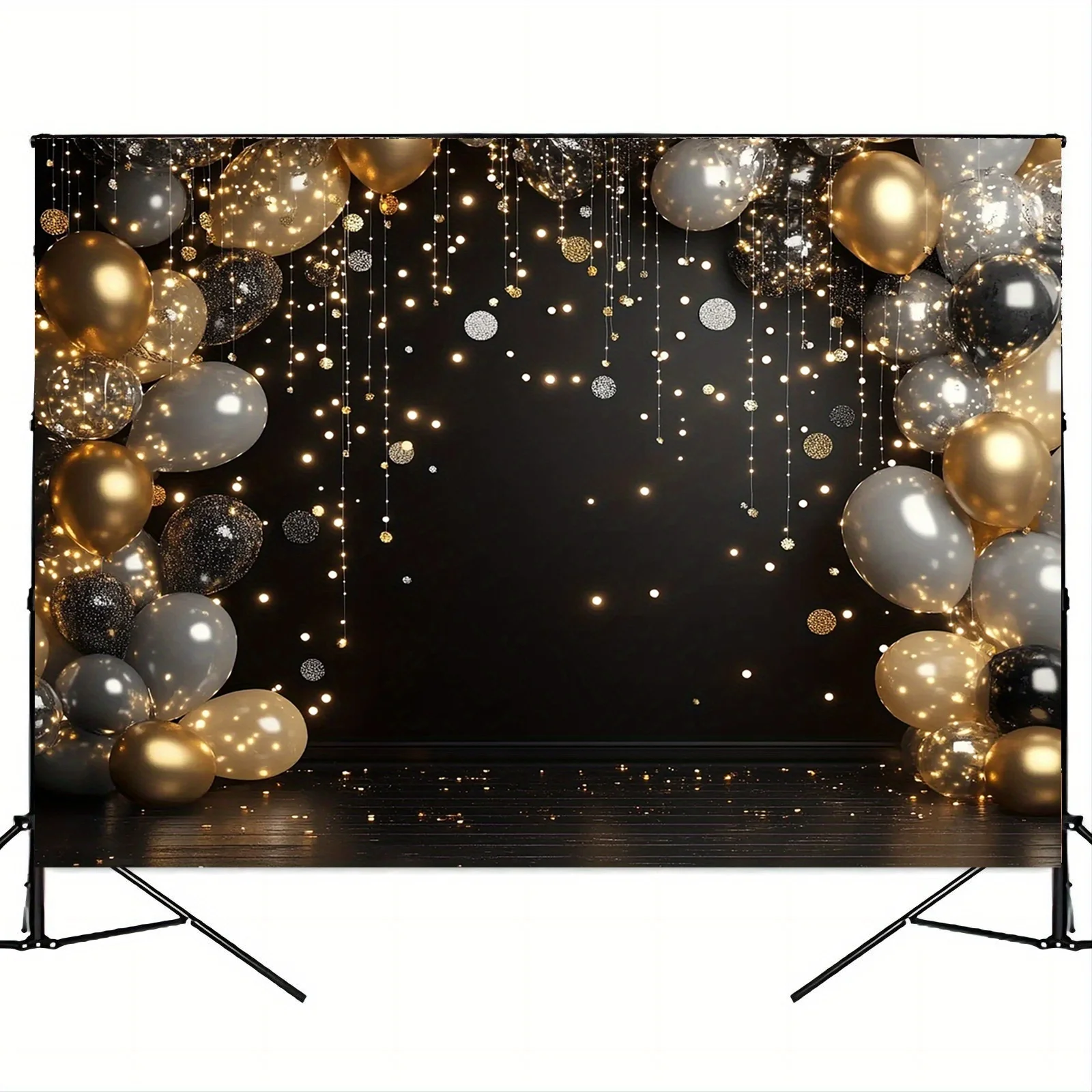 Funkelndes silbernes Disco-Party-Hintergrundbanner – geeignet für Hochzeiten, Geburtstage, Jubiläen usw