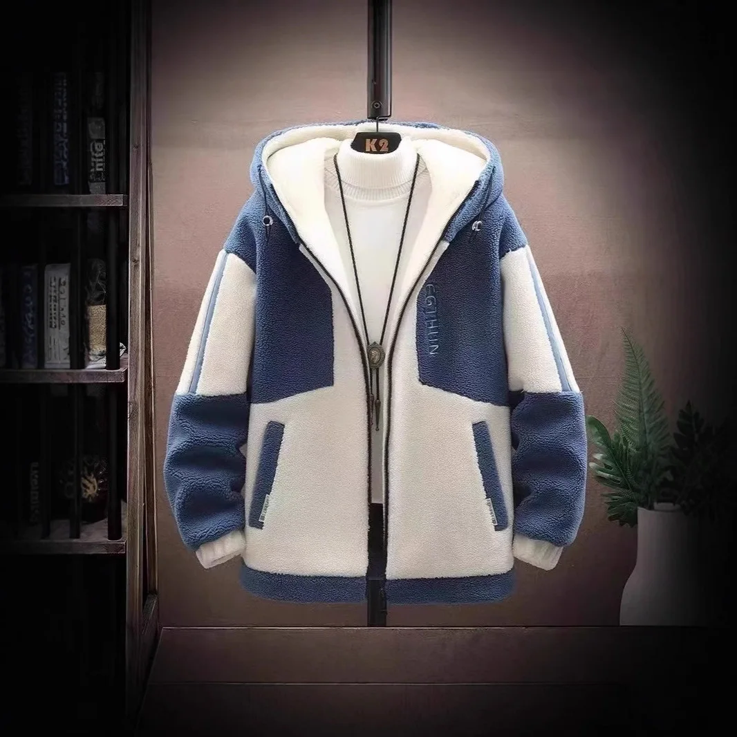 Mens Thickened Lamb Fleece Wool Zip Cardigan Warm Loose Fit Winter Coat Big Size Up To 8XL Oversized Heavyweight Daily Walking S
