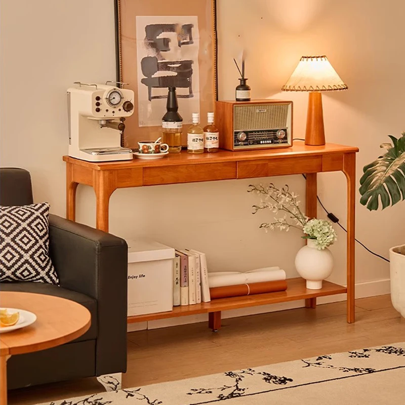 French Minimalist Console Tables With Drawers Storage Slim Rustic Console Tables Aesthetic Trendy Furniture