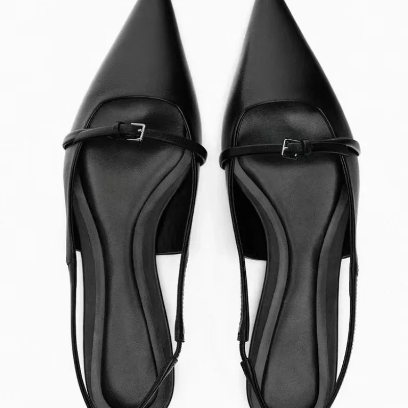 New Women Sandal Fashion Pointed Toe Shallow Mouth Non-slip Ladies Elegant Slingback Shoes Flat Sandals