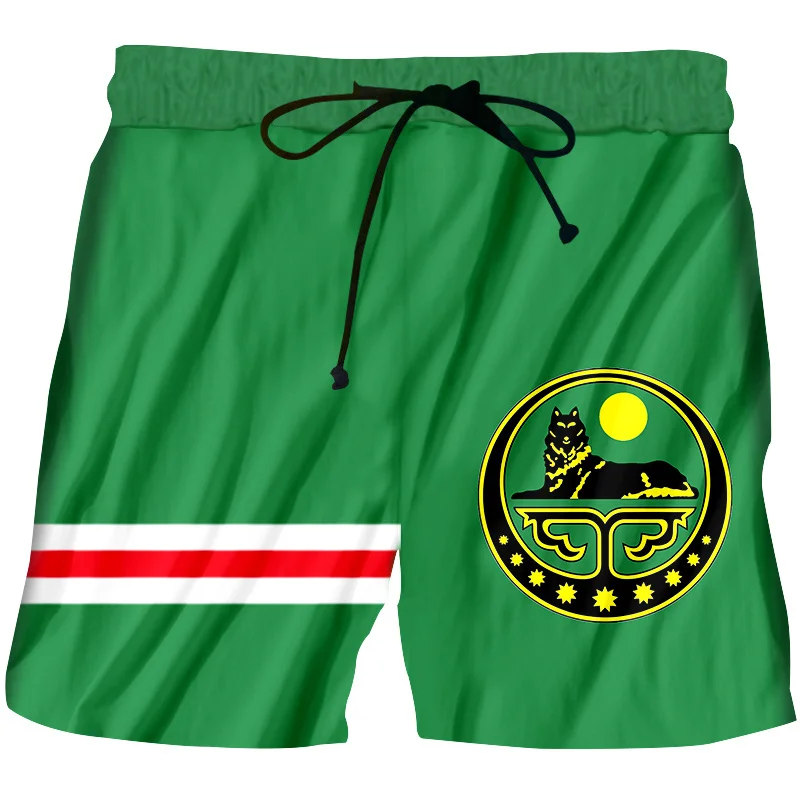 Chechnya Russian Graphic Beach Shorts Men 3D Printing Board Shorts Swimsuit Summer Bermuda Surf Swim Trunks Cool Kids Ice Shorts