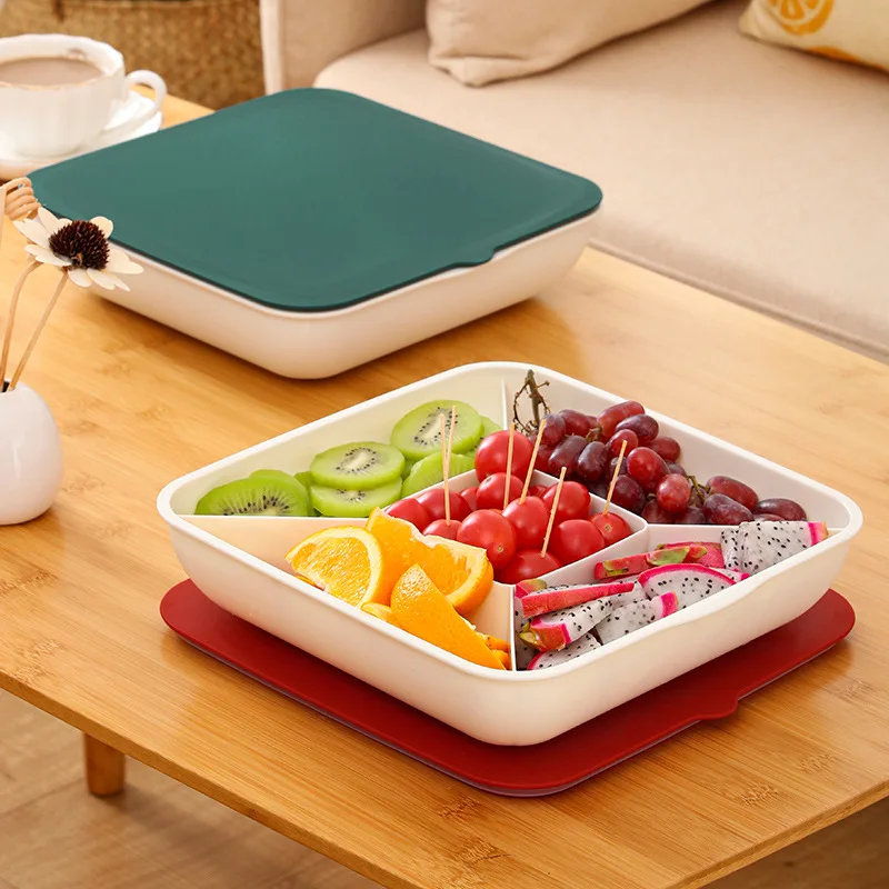 

New Kitchen Household Living Room Plastic Fruit Tray Candy And Dried Storage Box Chinese New Year Snacks Nut And Melon Seed Tray