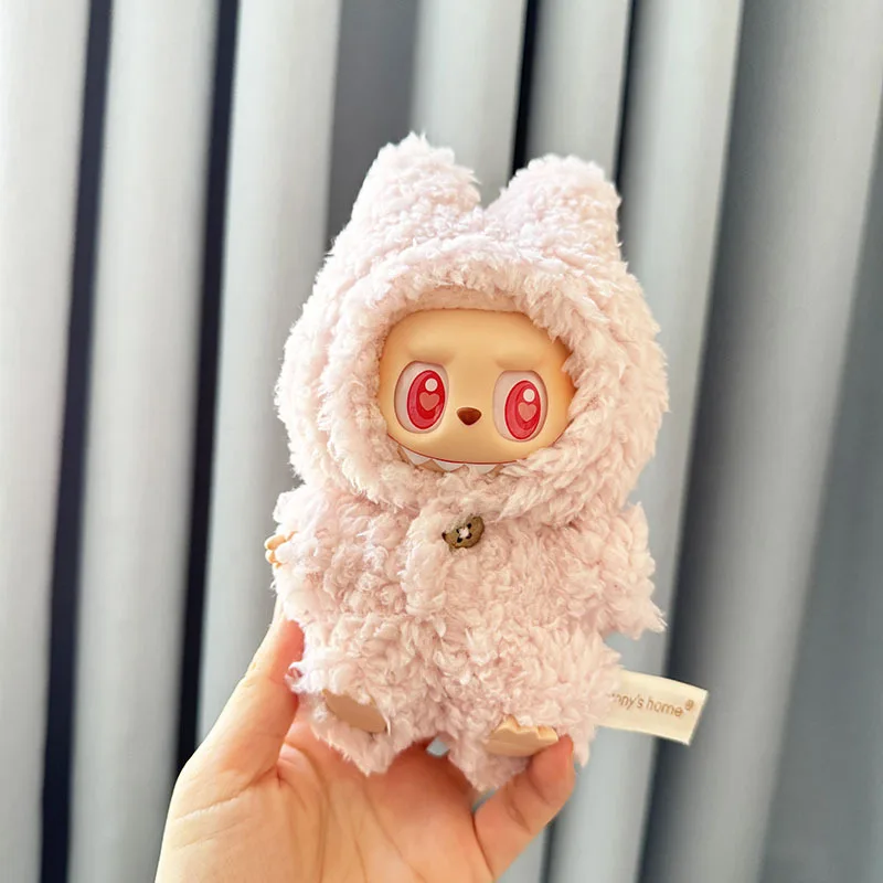 

15cm/17cm Labubu I II Dolls Clothes Cute Pink Plush Jumpsuit Sitting Party Accessories Clothing Plush Doll'S Clothes