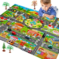 Kids Play Mat City Traffic Car Signs Road Parking Large Map English Play House Game Mat Baby Climbing Playing Mats Educational