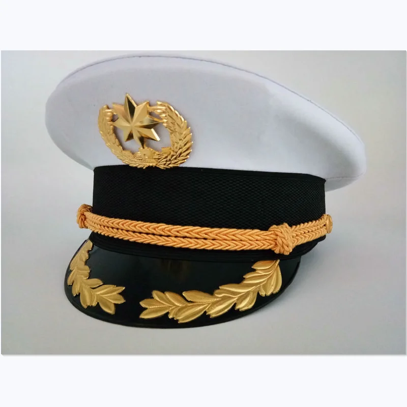 Cotton Adjustable White Decorative Hat Skipper  Sailors Navy Captain Military Cap Adult Unisex Event & Party Fancy Dress Hats