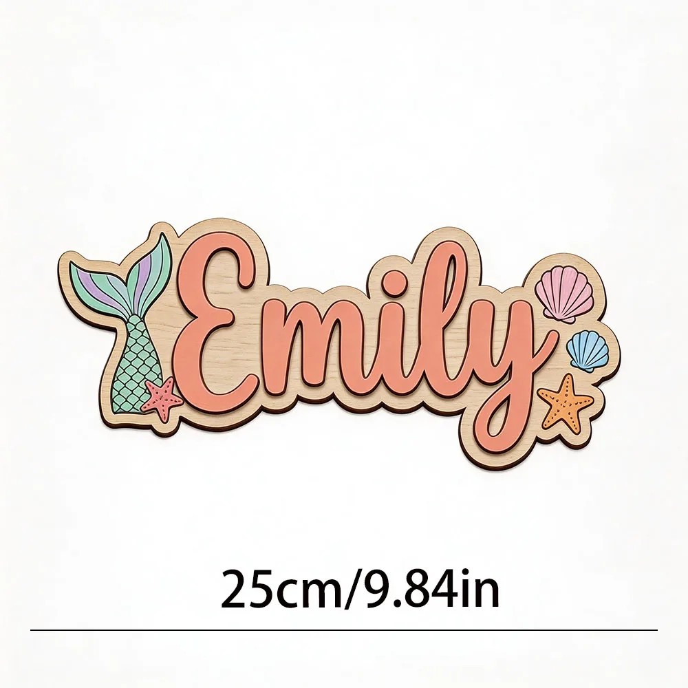 placa-de-madeira-personalizada-com-nome-tema-cauda-de-sereia-e-conchas-arte-de-parede-subaquatica-para-quarto-infantil