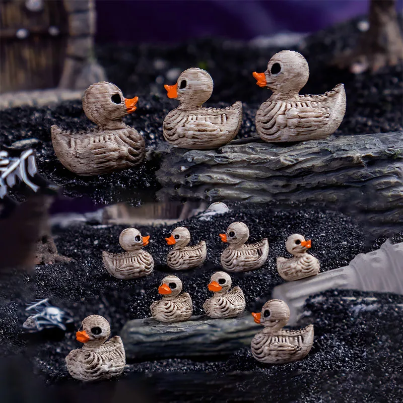 

30pcs Mini Ducks Skeleton Duck Figurines Halloween Decoration Horror Scene Graveyard Garden Potted Party Decor Home Accessories