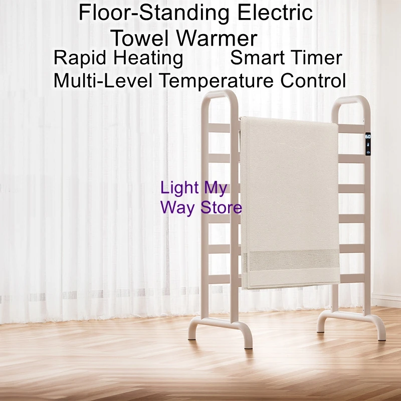

Smart Timer Digital Display Electric Towel Warmer Freestanding Double-Row Mobile Bath Towel Drying Rack