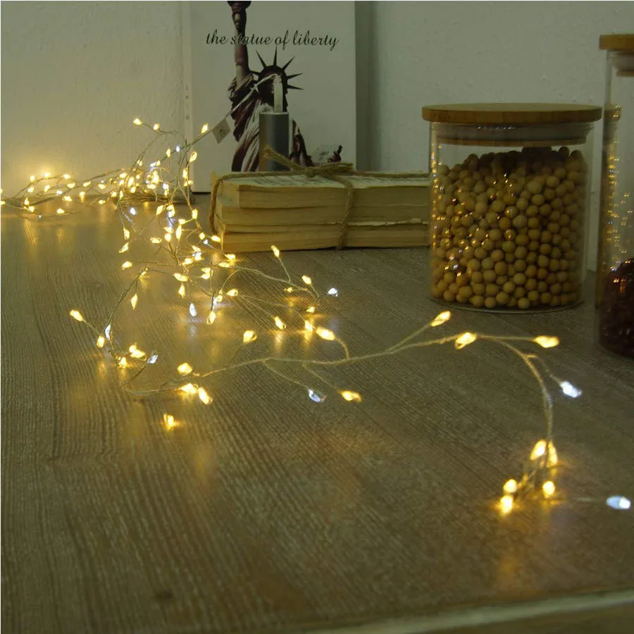 2M 5M Copper Wire LED String Lights Firecracker Fairy Garland Light for Christmas Window Wedding Party Battery Operated