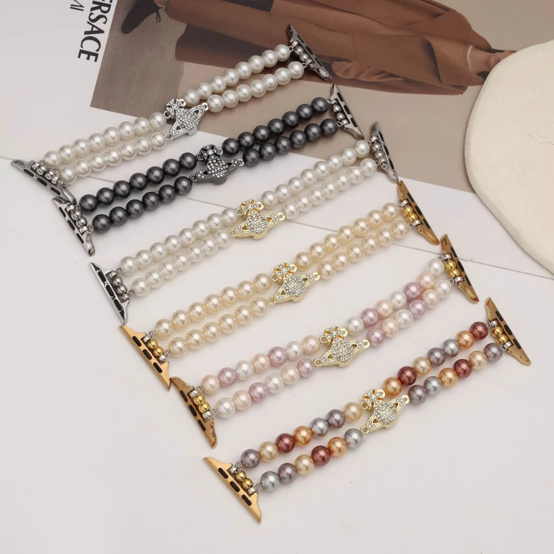 

Pearl Bracelet Strap for Apple Watch 7 8 6 5 4 3 2 1 Se Watchband 38mm 40mm 41mm 42mm 44mm 45mm 49mm Watches Accessories Strap