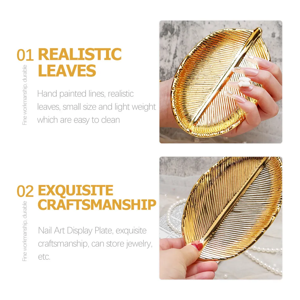 Leaf-Shaped Ceramic Jewelry Display Plate – Ring, Earring & Bracelet Organizer for Home, Office or Bedroom Decor