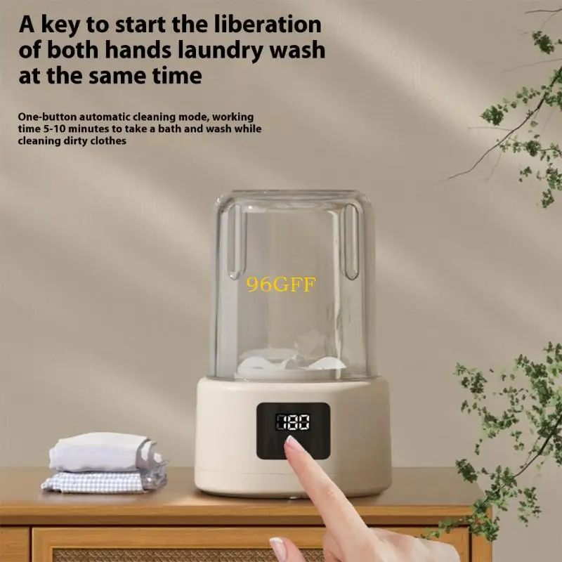 96GF Cordless Laundry Washer with 4000mAh Battery Washing Machine Efficient Gentle Cleaning for Delicates and Small Fabrics