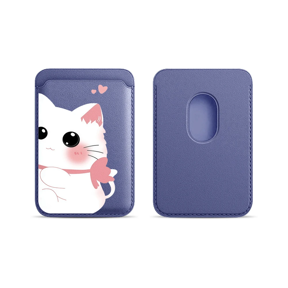 Elegante Katzen-Leder-Kartenhalter-Handyhülle für Magnetische Hüllen, Geeignet für alle iPhone Magsafe-Karten-Handy-Rückseiten-Taschen – Detail 20