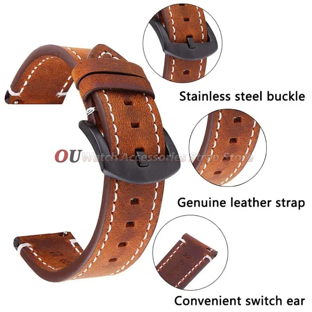 18mm 20mm 22mm 24mm Vintage Leather Strap Quick Release for Seiko WatchBand Men Women Universal For Huawei Bracelet Accessories