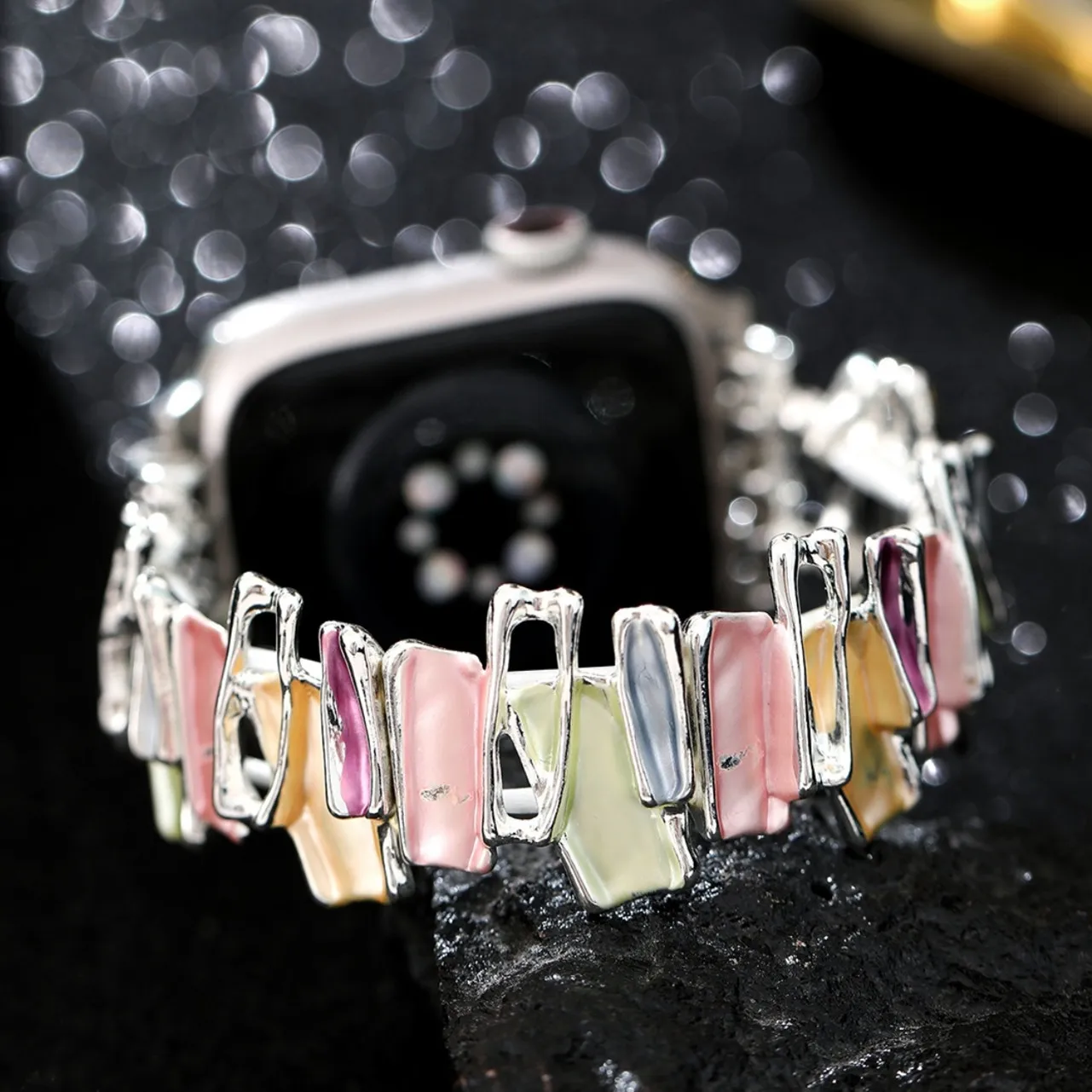 حزام الدوبامين لساعة أبل 9 8 7 6 5 4 SE UItra 2 سوار معدني معدني هندسي لساعة iWatch 42 مللي متر 40 38 41 49 45 44 مللي متر